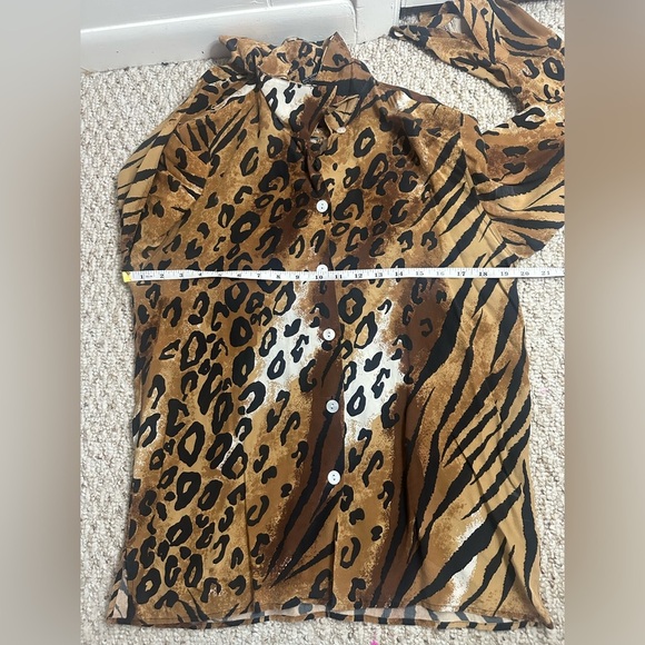 FU DA Leopard Print 100% Silk Shirt size S - Picture 8 of 9